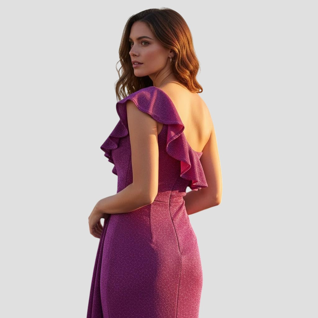 Radiant Raspberry One-Shoulder Glam Gown