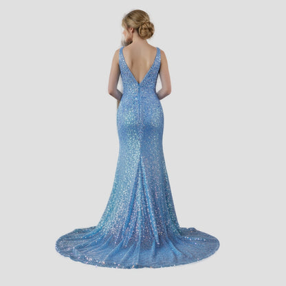 Dazzling Blue Sequined Mermaid Gown for Grand Entrances