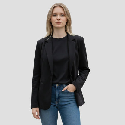Chic Women's Blazer with Sparkling Fringe Back