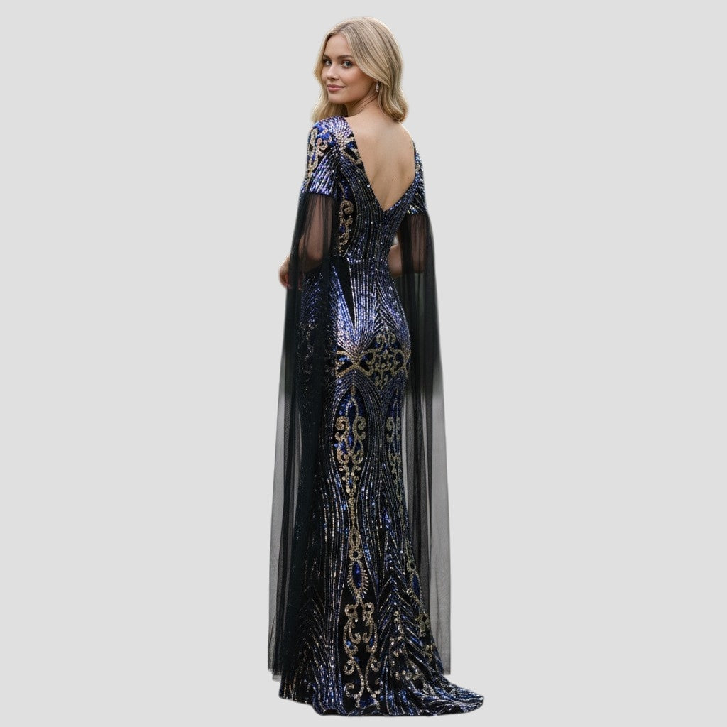Celestial Glamour: Evening Gown with Mystical Flow