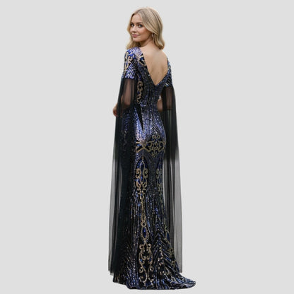 Celestial Glamour: Evening Gown with Mystical Flow