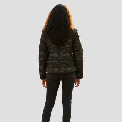 Moto Puffer Jacket Camouflage - Zip Up & Stand Out!