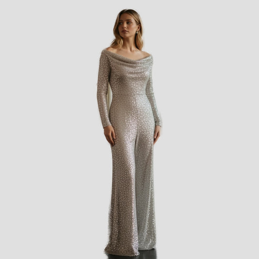 Dazzling Silver Sequin Jumpsuit for Unforgettable Evenings