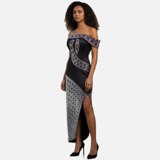 Dazzling Evening Dress with Sparkly Sequin Swirls