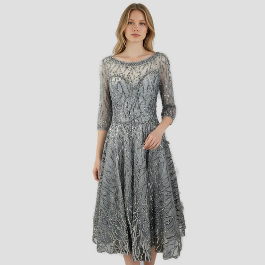 Show-Stopping Silver Sequin Symphony Dress for Gala Nights