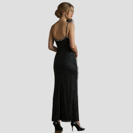 Dazzling Black Sequin Gown for Show-Stopping Nights