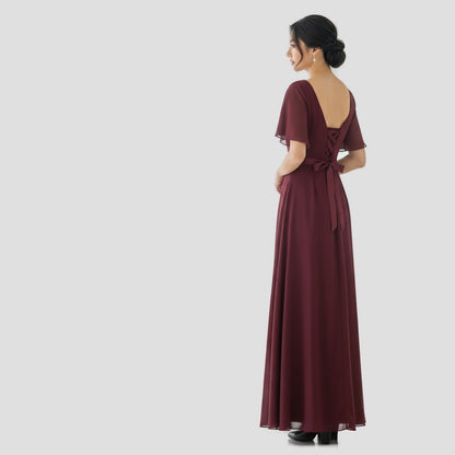 Show-Stopping Maroon Maxi with Dramatic Lattice Back
