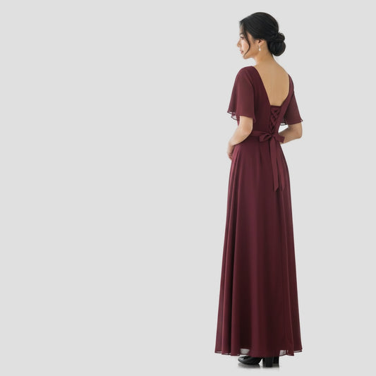 Show-Stopping Maroon Maxi with Dramatic Lattice Back