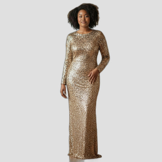 Glitz & Glamour Plus Size Sequin Evening Gown