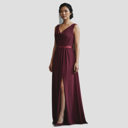 Show-Stopping Maroon Maxi with Dramatic Lattice Back