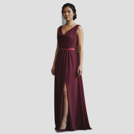 Show-Stopping Maroon Maxi with Dramatic Lattice Back