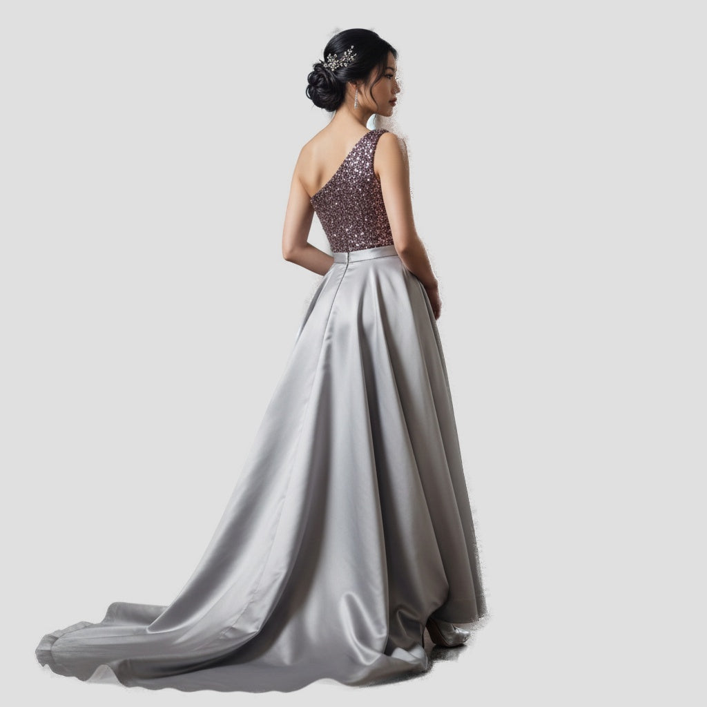 Dazzling One-Shoulder Sequined Gown for Show-Stopper Moments
