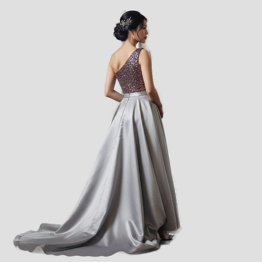 Dazzling One-Shoulder Sequined Gown for Show-Stopper Moments