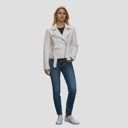 Chic Faux Leather Moto Jacket with Belt
