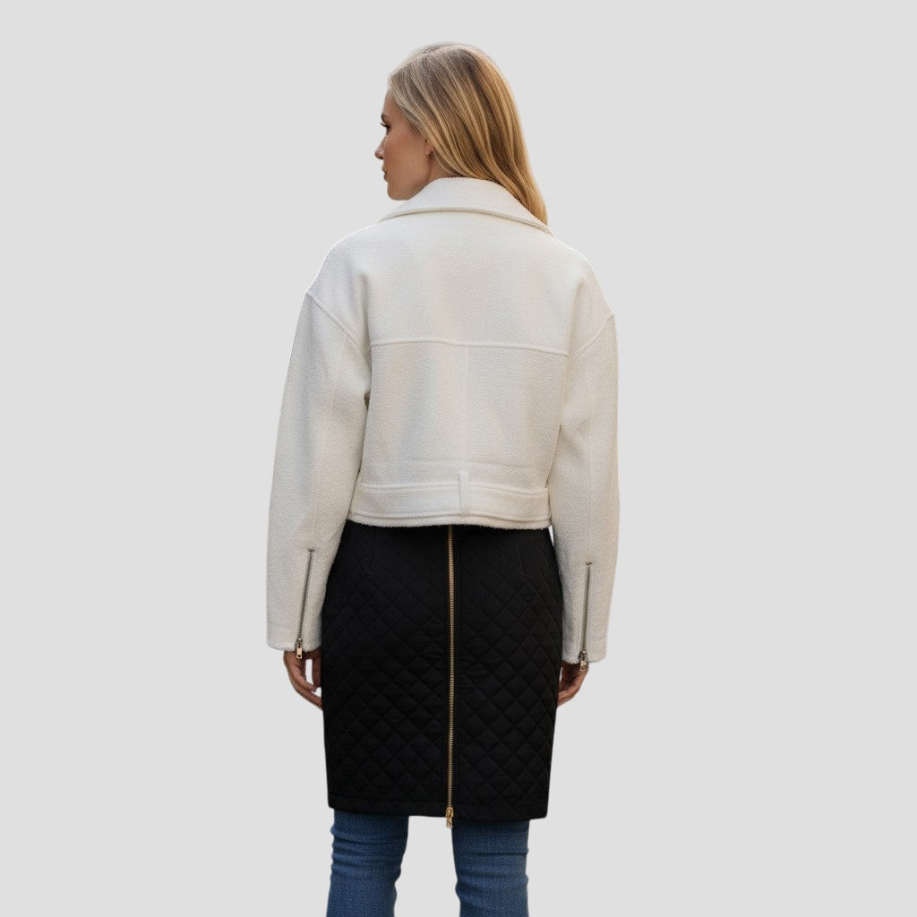 Chic Faux Leather Moto Jacket with Belt
