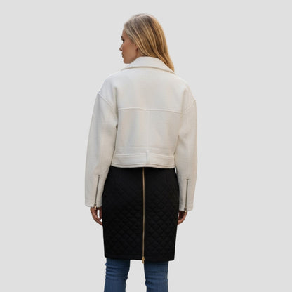 Chic Faux Leather Moto Jacket with Belt