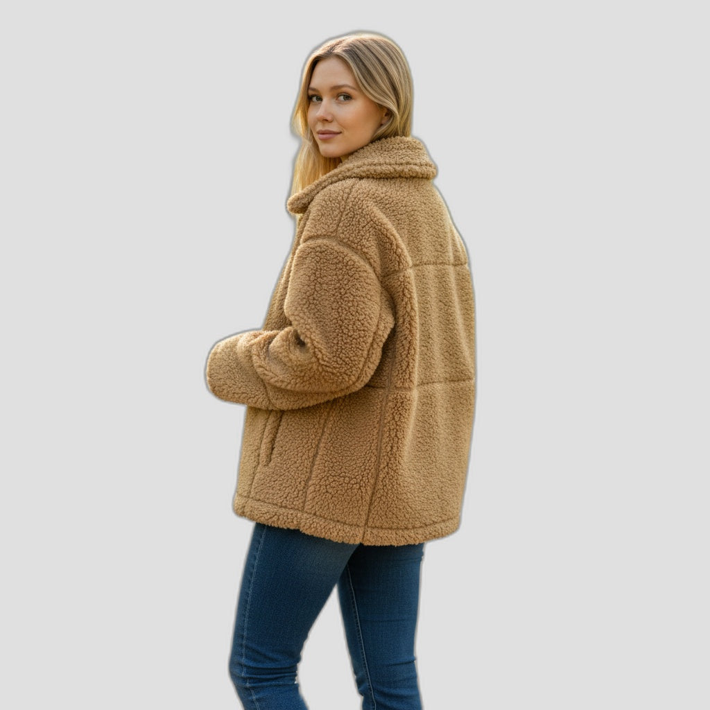 Fierce Cognac Reversible Shearling Jacket: Cozy Command for Every Adventure