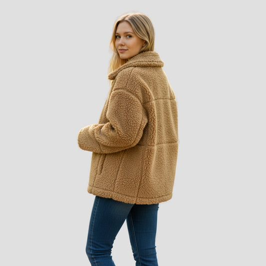 Fierce Cognac Reversible Shearling Jacket: Cozy Command for Every Adventure