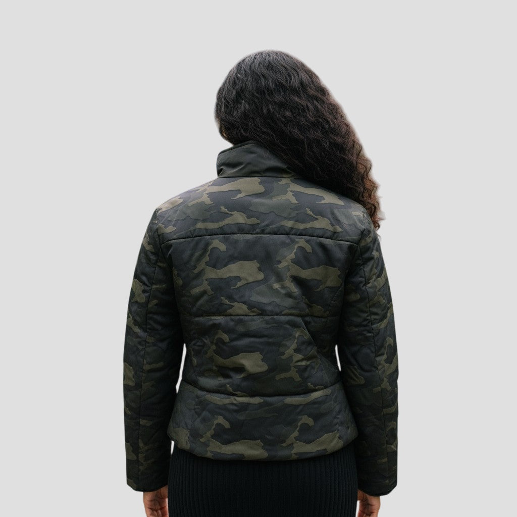 Moto Puffer Jacket Camouflage - Zip Up & Stand Out!