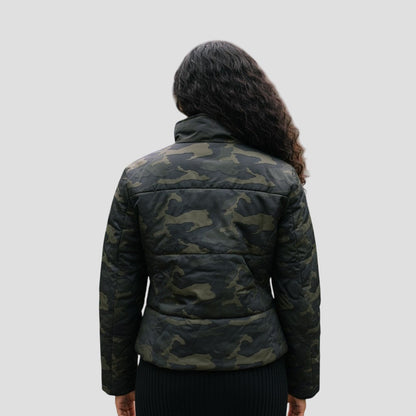 Moto Puffer Jacket Camouflage - Zip Up & Stand Out!