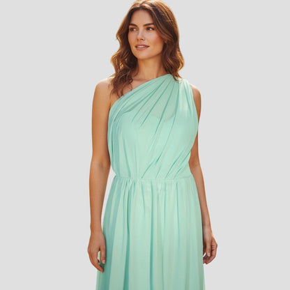 Seafoam Dream: The One-Shoulder Whisper Dress