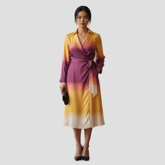 Sunset Satin Wrap Dress – Unleash Your Bold Spirit