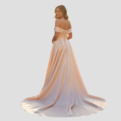 Peach Dreams Satin Ballgown - Feel Like Royalty!