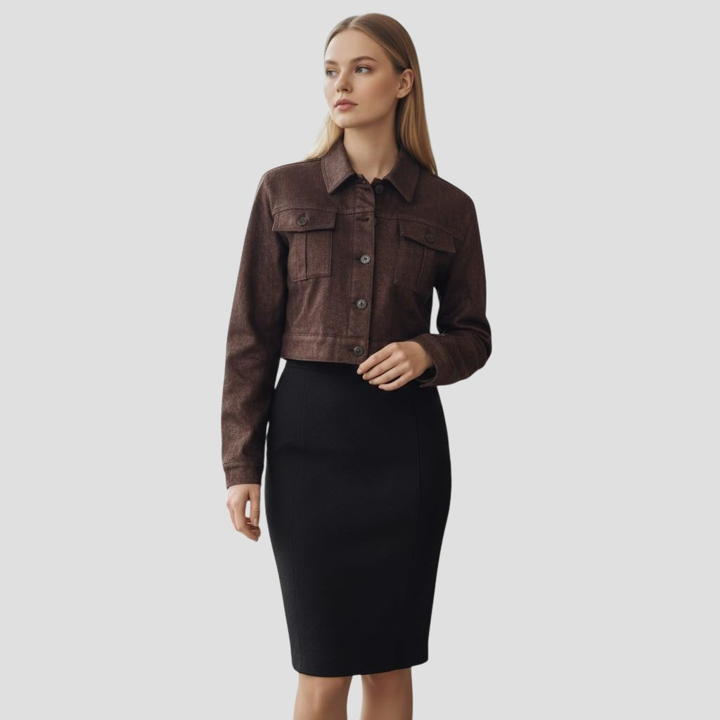 Cropped Shiny Bronze Denim Jacket - Because Basic is Boring