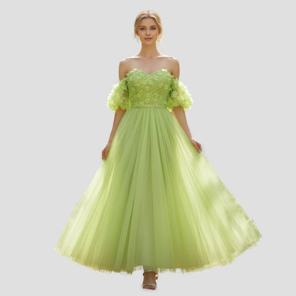 Lime Sorbet Tulle Gown: Bold Spring Evening Glam
