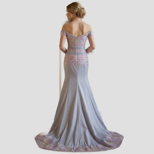 Bold Pastel Dream Off-Shoulder Gown for Unforgettable Evenings