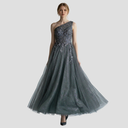 Midnight Black One-Shoulder Gown for Gala Nights