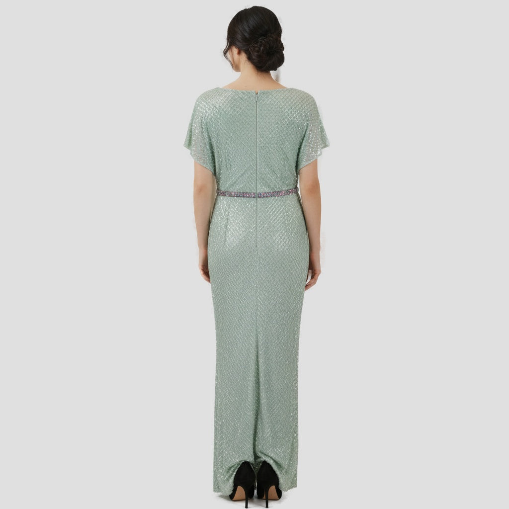 Mesmerizing Mint Sequin Gown - A Dazzling Evening Showstopper