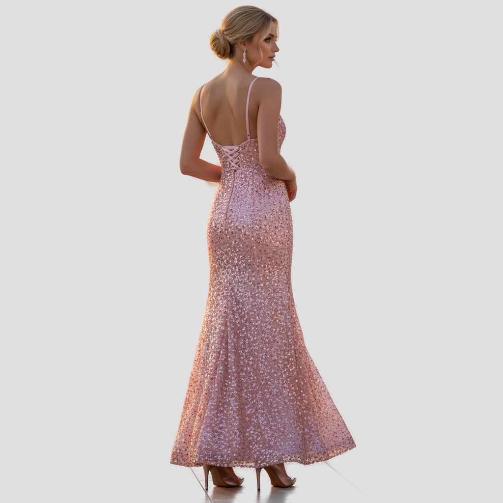 Dazzling Pink Sequin Gown: Ultimate Glamour Showstopper