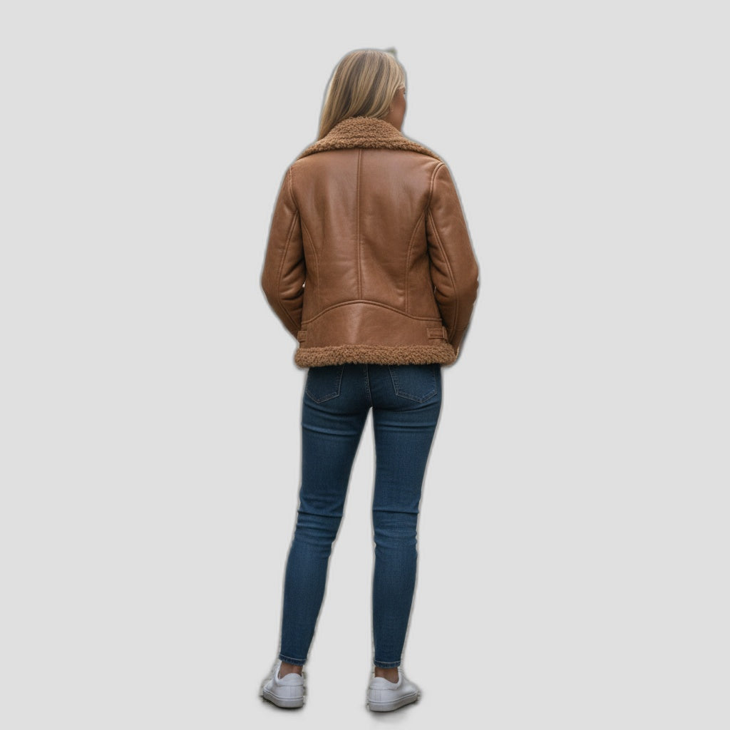 Fierce Cognac Reversible Shearling Jacket: Cozy Command for Every Adventure