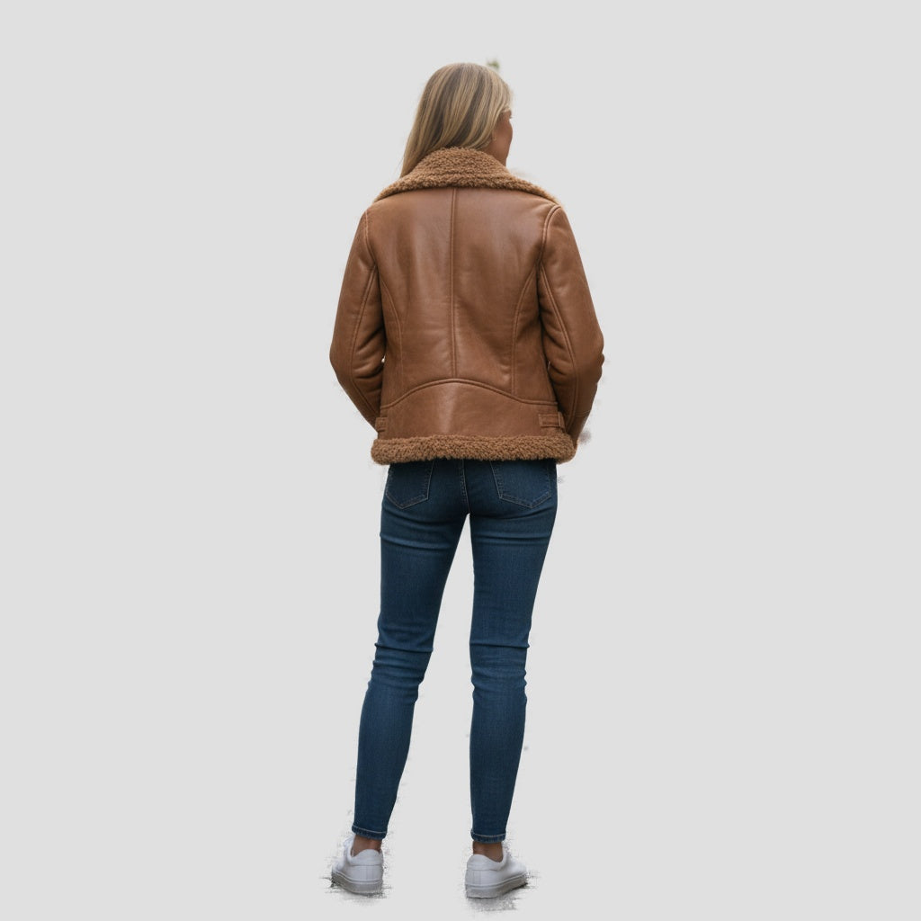 Fierce Cognac Reversible Shearling Jacket: Cozy Command for Every Adventure