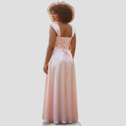 Blushing Belle Lace-Up Evening Gown