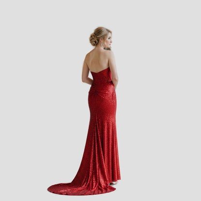 Dazzling Crimson Corset Gown: Unleash Your Fierce Glamour