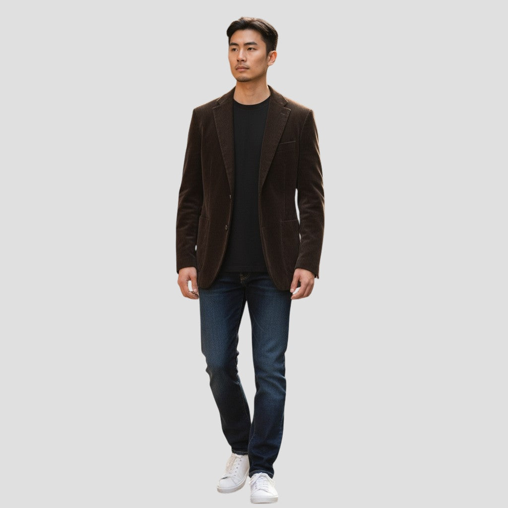 Chic Chocolate Velvet Blazer: Class Meets Cozy!