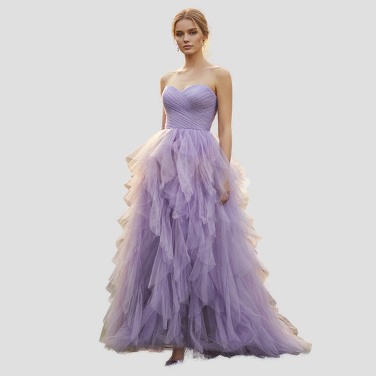 Dazzling Lavender Tulle Gown: Purple Power for Bold Entrances