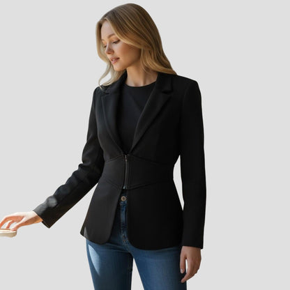 Chic Women's Blazer with Zippered Waist