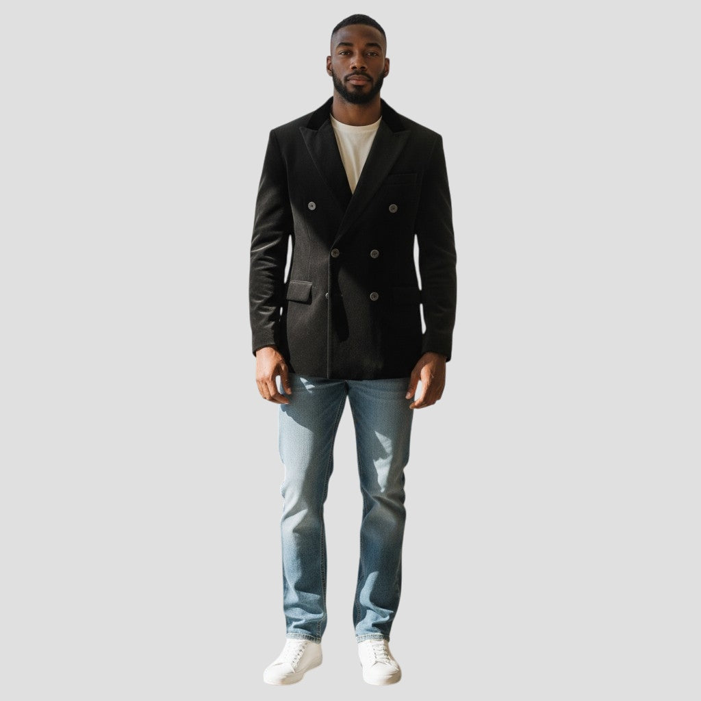 Velvet Victory: The Double Button Chic Blazer