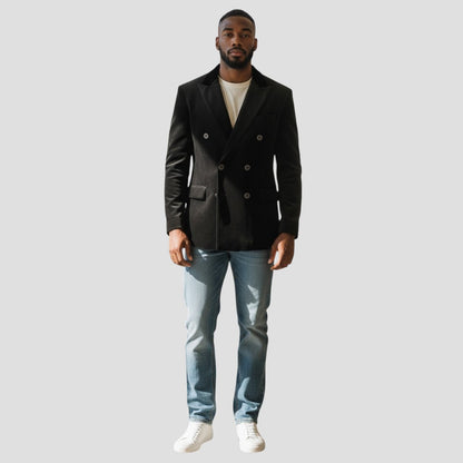 Velvet Victory: The Double Button Chic Blazer
