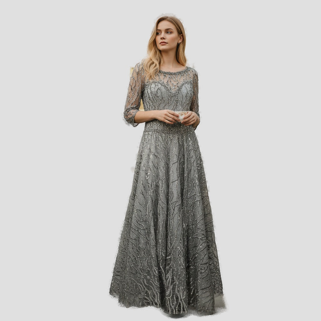 Show-Stopping Silver Sequin Symphony Dress for Gala Nights