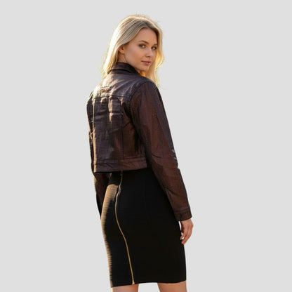 Cropped Shiny Bronze Denim Jacket - Because Basic is Boring
