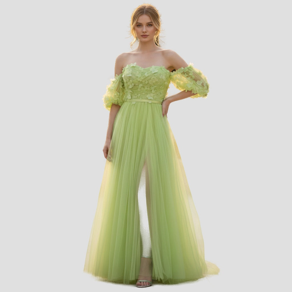 Lime Sorbet Tulle Gown: Bold Spring Evening Glam