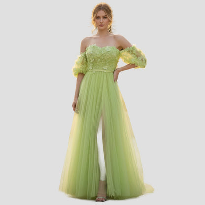 Lime Sorbet Tulle Gown: Bold Spring Evening Glam