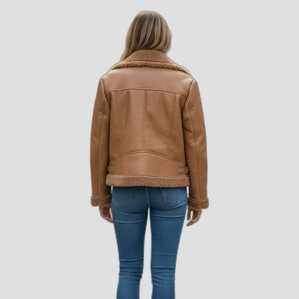 Fierce Cognac Reversible Shearling Jacket: Cozy Command for Every Adventure