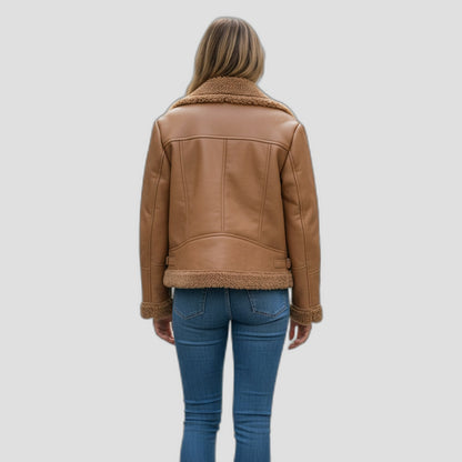 Fierce Cognac Reversible Shearling Jacket: Cozy Command for Every Adventure