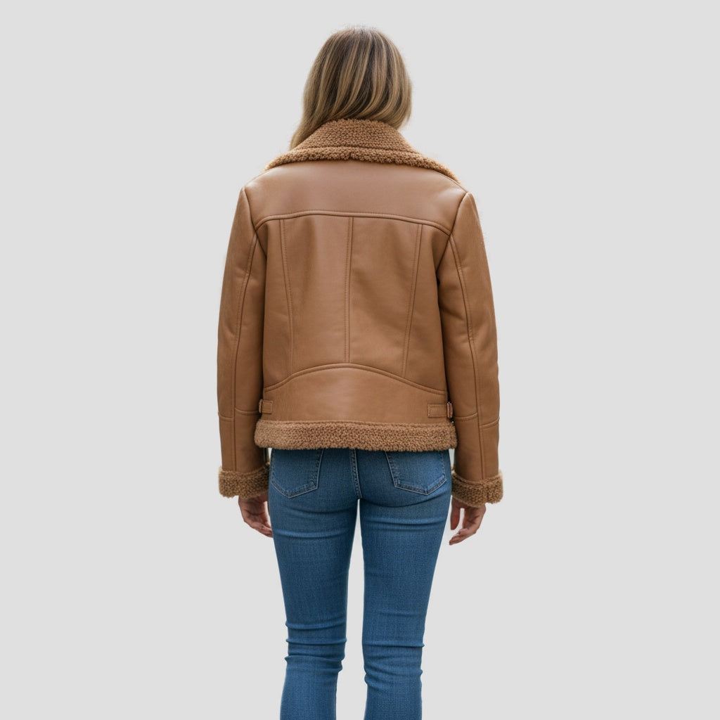 Fierce Cognac Reversible Shearling Jacket: Cozy Command for Every Adventure