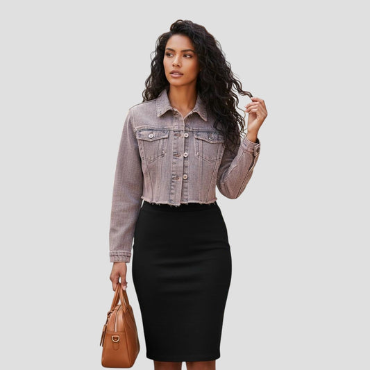 Cropped Pink Acid Wash Denim Jacket - Because Basic is Boring